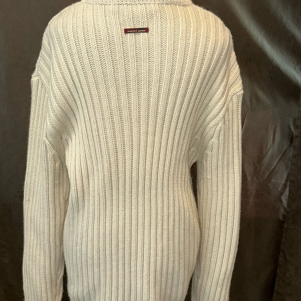Men’s Point Zero Cream Ribbed Turtleneck Sweater - Picture 3 of 5